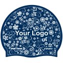 Printed Silicone Swimming Cap Navy, One-sided