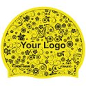 Printed Silicone Swimming Cap Yellow, Double-sided
