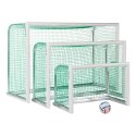 Sport-Thieme Mini-fodboldmål "Professional Kompakt", Hvid-pulverlakeret 1,20x0,80 m, Inkl. net, grøn (maskestr. 4,5 cm)