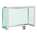 Sport-Thieme Mini-fodboldmål "Professional Kompakt", Hvid-pulverlakeret 1,80x1,20 m, Inkl. net, grøn (maskestr. 4,5 cm)