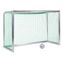 Sport-Thieme Mini-fodboldmål "Professional Kompakt", Alu-Naturblank 2,40x1,60 m, Inkl. net, grøn (maskestr. 4,5 cm)