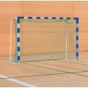 Sport-Thieme Handballtor mit fest stehenden Netzbügeln IHF, Tortiefe 1 m, Blau-Silber