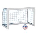 Sport-Thieme Mini-fodboldmål "Professional Kompakt", Hvid-pulverlakeret 1,20x0,80 m, Inkl. net, blå (maskestr. 10 cm)