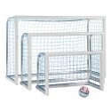 Sport-Thieme Mini-fodboldmål "Professional Kompakt", Hvid-pulverlakeret 1,20x0,80 m, Inkl. net, blå (maskestr. 10 cm)