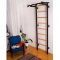 BenchK Sprossenwand Fitness-System "721", mit fest montierter Klimmzugstange 721B, Schwarz