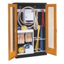 C+P Sports equipment cabinet Yellow orange (RAL 2000), Anthracite (RAL 7021), Ergo-Lock recessed handle, Single closure
