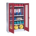 C+P Sports equipment cabinet Ruby red (RAL 3003), Light grey (RAL 7035), Single closure, Ergo-Lock recessed handle