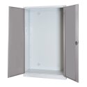 C+P Modul-Sportgeräteschrank mit Vollblech-Flügeltüren, HxBxT 195x120x50 cm Lichtgrau (RAL 7035), Lichtgrau (RAL 7035), Einzelschließung, Ergo-Lock Muldengriff