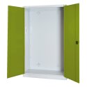 C+P Modul-Sportgeräteschrank mit Vollblech-Flügeltüren, HxBxT 195x120x50 cm Clowngrün (RAL 110 80 60), Lichtgrau (RAL 7035), Einzelschließung, Ergo-Lock Muldengriff