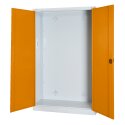 C+P Modul-Sportgeräteschrank (HxBxT: 195x120x50 cm, mit Vollblech-Flügeltüren) Gelborange (RAL 2000), Lichtgrau (RAL 7035), Einzelschließung, Ergo-Lock Muldengriff