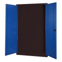 C+P Modul-Sportgeräteschrank mit Vollblech-Flügeltüren, HxBxT 195x120x50 cm Enzianblau (RAL 5010), Anthrazit (RAL 7021), Einzelschließung, Ergo-Lock Muldengriff