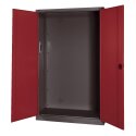 C+P Modul-Sportgeräteschrank mit Vollblech-Flügeltüren, HxBxT 195x120x50 cm Rubinrot (RAL 3003), Anthrazit (RAL 7021), Einzelschließung, Ergo-Lock Muldengriff