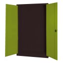 C+P Modul-Sportgeräteschrank mit Vollblech-Flügeltüren, HxBxT 195x120x50 cm Clowngrün (RAL 110 80 60), Anthrazit (RAL 7021), Einzelschließung, Ergo-Lock Muldengriff