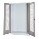 C+P Modul-Sportgeräteschrank mit Lochblech-Flügeltüren, HxBxT 195x120x50 cm Lichtgrau (RAL 7035), Lichtgrau (RAL 7035), Einzelschließung, Ergo-Lock Muldengriff