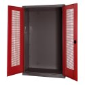 C+P Modul-Sportgeräteschrank mit Lochblech-Flügeltüren, HxBxT 195x120x50 cm Rubinrot (RAL 3003), Anthrazit (RAL 7021), Einzelschließung, Ergo-Lock Muldengriff