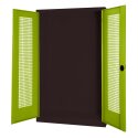 C+P Modul-Sportgeräteschrank mit Lochblech-Flügeltüren, HxBxT 195x120x50 cm Clowngrün (RAL 110 80 60), Anthrazit (RAL 7021), Einzelschließung, Ergo-Lock Muldengriff