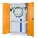 C+P Modular sports equipment cabinet Yellow orange (RAL 2000), Light grey (RAL 7035), Single closure, Ergo-Lock recessed handle