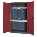 C+P Modular sports equipment cabinet Ruby red (RAL 3003), Anthracite (RAL 7021), Single closure, Ergo-Lock recessed handle