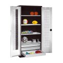 C+P Type 4 Sports Equipment Locker with Drawers and Perforated Double Doors, H×W×D: 195×120×50 cm Sports equipment cabinet Light grey (RAL 7035), Anthracite (RAL 7021), Single closure, Ergo-Lock recessed handle
