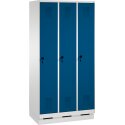 C+P Garderobeskab "S 3000 Evolo", 30 cm brede rum, med sokkel Ensianblå (RAL 5010), 180x90x50 cm/ 3 dele, 180x90x50 cm/ 3 dele, Ensianblå (RAL 5010)