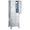 "S 2000 Classic" Double Lockers with 150-mm-high Feet 185x61x50 cm / 4 shelves, Light grey (RAL 7035)