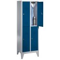 "S 2000 Classic" Double Lockers with 150-mm-high Feet 185x61x50 cm / 4 shelves, Gentian blue (RAL 5010)
