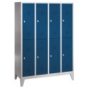 "S 2000 Classic" Double Lockers with 150-mm-high Feet 185x119x50 cm/ 8 shelves, Gentian blue (RAL 5010)