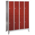 "S 2000 Classic" Double Lockers with 150-mm-high Feet Fiery Red (RAL 3000), 185x119x50 cm/ 8 shelves, 185x119x50 cm/ 8 shelves, Fiery Red (RAL 3000)