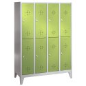 "S 2000 Classic" Double Lockers with 150-mm-high Feet 185x119x50 cm/ 8 shelves, Viridian green (RDS 110 80 60)