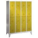 "S 2000 Classic" Double Lockers with 150-mm-high Feet Sunny Yellow (RDS 080 80 60), 185x119x50 cm/ 8 shelves, 185x119x50 cm/ 8 shelves, Sunny Yellow (RDS 080 80 60)