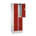 C+P Doppel-Garderobenschrank "S 2000 Classic", Abteilbreite 30 cm mit 10 cm hohem Sockel 180x61x50 cm/ 4 Fächer, Feuerrot (RAL 3000)