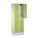 C+P Doppel-Garderobenschrank "S 2000 Classic", Abteilbreite 30 cm mit 10 cm hohem Sockel 180x61x50 cm/ 4 Fächer, Clowngrün (RAL 110 80 60)