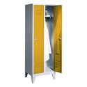C+P Garderobenschrank "S 2000 Classic", Abteilbreite 30 cm mit 15 cm hohen Füßen 185x61x50 cm/ 2 Abteile, Verkehrsgelb (RAL 1023)