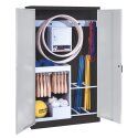 C+P Sportgeräteschrank mit Vollblech-Flügeltüren (Typ 1), HxBxT 195x120x50 cm Lichtgrau (RAL 7035), Anthrazit (RAL 7021), Gleichschließung, Ergo-Lock Muldengriff