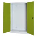 C+P Modul-Sportgeräteschrank mit Vollblech-Flügeltüren, HxBxT 195x120x50 cm Clowngrün (RAL 110 80 60), Lichtgrau (RAL 7035), Gleichschließung, Ergo-Lock Muldengriff