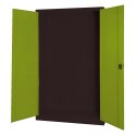 C+P Modul-Sportgeräteschrank mit Vollblech-Flügeltüren, HxBxT 195x120x50 cm Clowngrün (RAL 110 80 60), Anthrazit (RAL 7021), Gleichschließung, Ergo-Lock Muldengriff