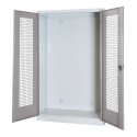 C+P Modul-Sportgeräteschrank mit Lochblech-Flügeltüren, HxBxT 195x120x50 cm Lichtgrau (RAL 7035), Lichtgrau (RAL 7035), Gleichschließung, Ergo-Lock Muldengriff