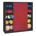 C+P Ballschrank mit Vollblech-Schiebetüren (Typ 4), HxBxT 195x190x60 cm Rubinrot (RAL 3003), Anthrazit (RAL 7021), Gleichschließung