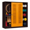 C+P Sportgeräteschrank
 (HxBxT: 195x190x60 cm, mit Lochblech-Schiebetüren, Typ 5) Gelborange (RAL 2000), Anthrazit (RAL 7021), Gleichschließung