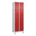 C+P Doppel-Garderobenschrank "Classic Plus", Abteilbreite 30 cm, mit Füßen 195x60x50 cm/ 4 Fächer, Feuerrot (RAL 3000)