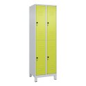 C+P Doppel-Garderobenschrank "Classic Plus", Abteilbreite 30 cm, mit Füßen 195x60x50 cm/ 4 Fächer, Clowngrün (RAL 110 80 60)