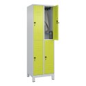 C+P Doppel-Garderobenschrank "Classic Plus", Abteilbreite 30 cm, mit Füßen 195x60x50 cm/ 4 Fächer, Clowngrün (RAL 110 80 60)