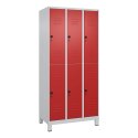 C+P Doppel-Garderobenschrank "Classic Plus", Abteilbreite 30 cm, mit Füßen 195x90x50 cm/ 6 Fächer, Feuerrot (RAL 3000)