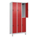 C+P Doppel-Garderobenschrank "Classic Plus", Abteilbreite 30 cm, mit Füßen 195x90x50 cm/ 6 Fächer, Feuerrot (RAL 3000)