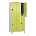 C+P Doppel-Garderobenschrank "Classic Plus", Abteilbreite 30 cm, mit Füßen 195x90x50 cm/ 6 Fächer, Clowngrün (RAL 110 80 60)