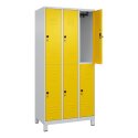 C+P Doppel-Garderobenschrank "Classic Plus", Abteilbreite 30 cm, mit Füßen 195x90x50 cm/ 6 Fächer, Verkehrsgelb (RAL 1023)