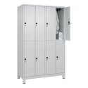 C+P Doppel-Garderobenschrank "Classic Plus", Abteilbreite 30 cm, mit Füßen 195x120x50 cm/ 8 Fächer, Lichtgrau (RAL 7035)