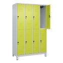 C+P Doppel-Garderobenschrank "Classic Plus", Abteilbreite 30 cm, mit Füßen 195x120x50 cm/ 8 Fächer, Clowngrün (RAL 110 80 60)