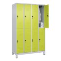 C+P Doppel-Garderobenschrank "Classic Plus", Abteilbreite 30 cm, mit Füßen 195x120x50 cm/ 8 Fächer, Clowngrün (RAL 110 80 60)