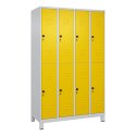 C+P Doppel-Garderobenschrank "Classic Plus", Abteilbreite 30 cm, mit Füßen 195x120x50 cm/ 8 Fächer, Verkehrsgelb (RAL 1023)